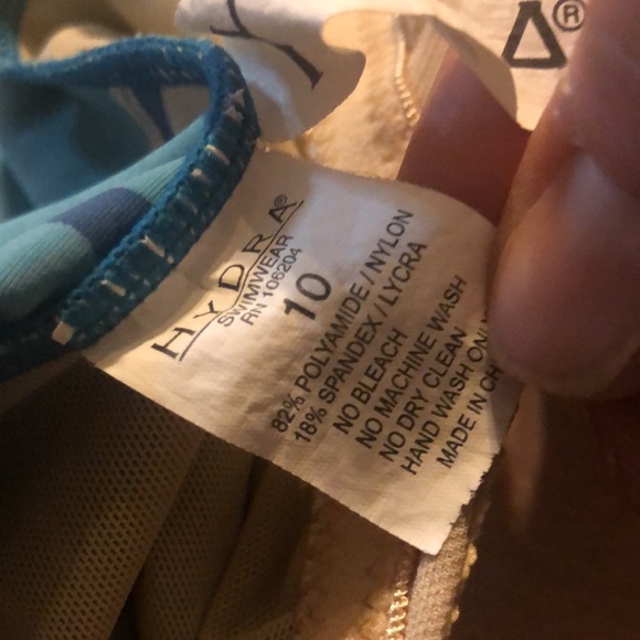 Women’s one piece Y2k blue striped  VTG Hydra swimsuit - Picture 6 of 8